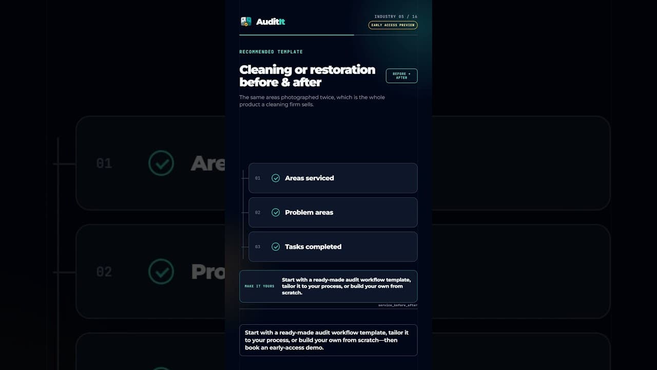 Video preview: Cleaning and restoration audit workflow