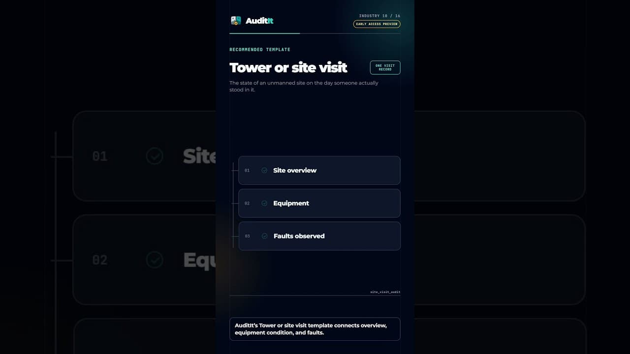 Video preview: Tower and infrastructure site visit audit workflow