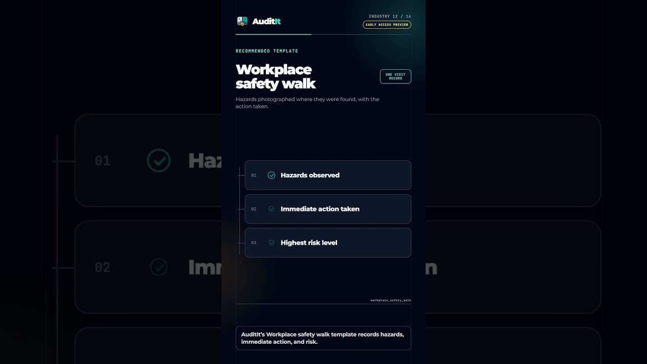 Video preview: Workplace safety walk audit workflow