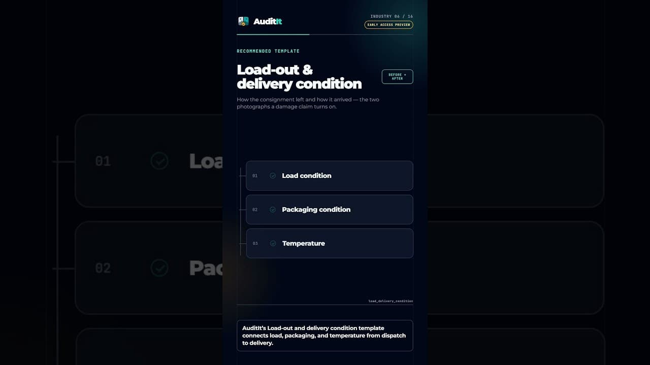 Video preview: Load-out and delivery condition audit workflow