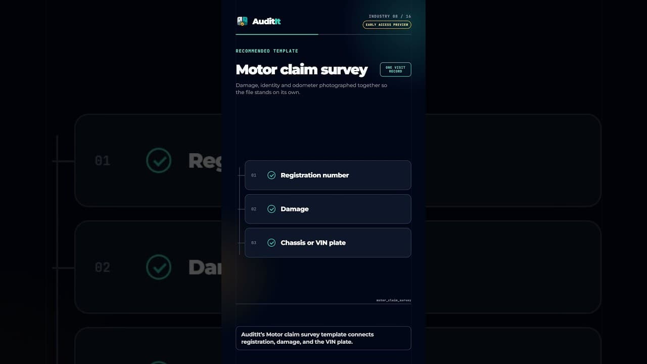 Video preview: Motor claim survey audit workflow